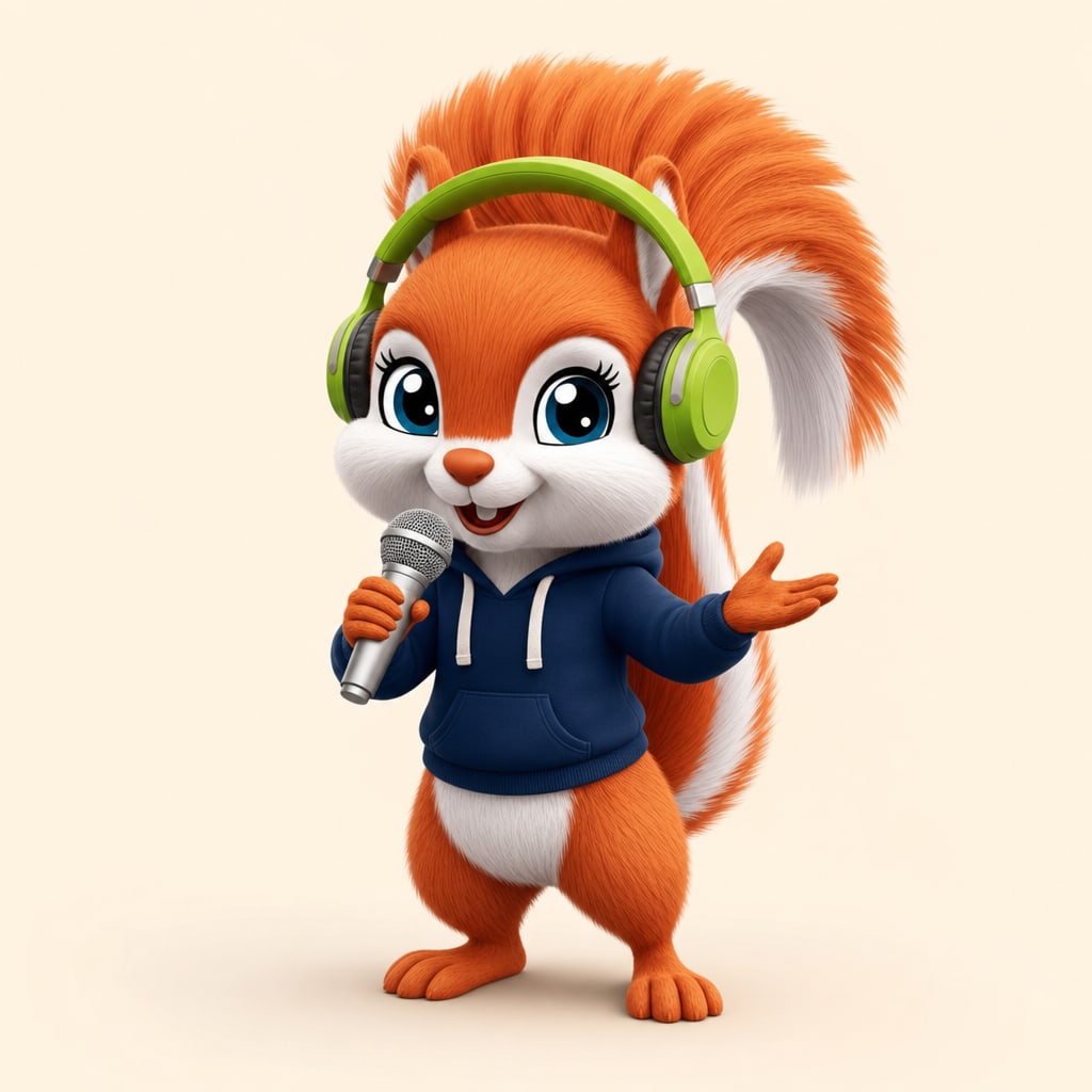 Sanjab practicing speaking with a microphone