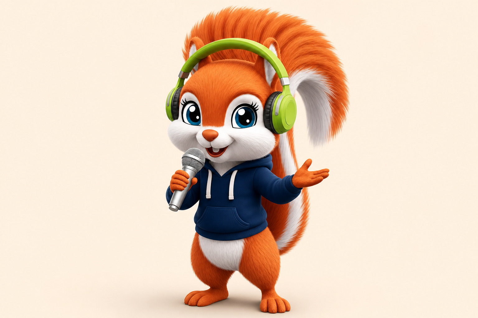 Sanjab practicing TOEFL speaking at a microphone